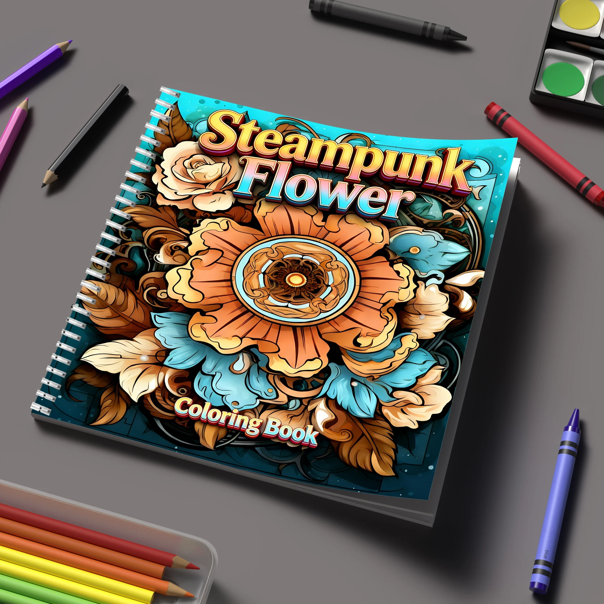 Malbuch „Steampunk-Blumen“ für – Flower Supplies Bewertung und Preis